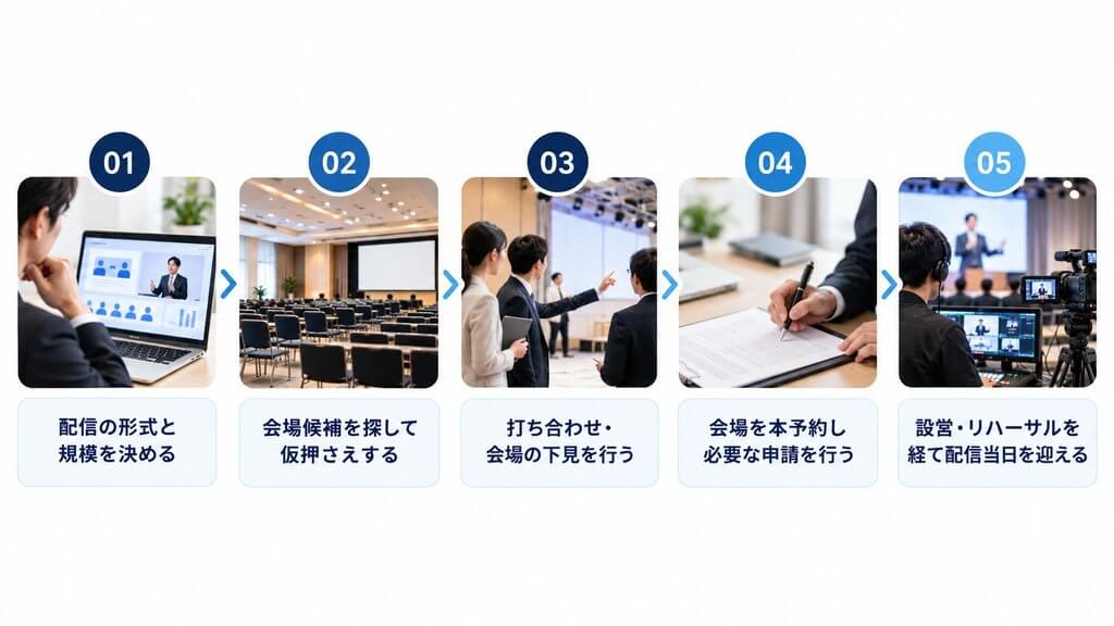 ライブ配信の会場選びから配信当日までの流れ